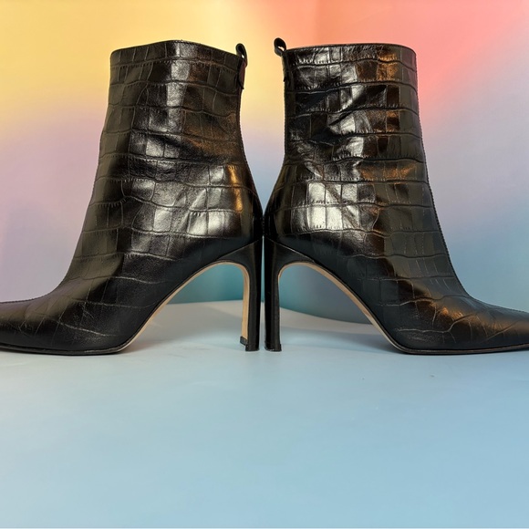 Miista Marcelle Black Croc-Embossed Leather Ankle Boots - Picture 4 of 10
